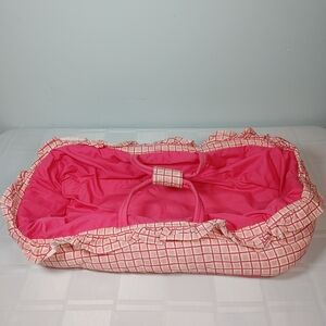 (4/$20) Pink Doll Carrier Bassinet Tote with Checkered Trim 18" Length